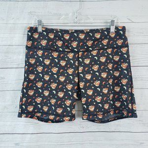 IAB Womens No‎ Ride Activewear Shorts Sz XL Black Orange Skulls 5" Inseam